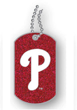 Load image into Gallery viewer, Philadelphia Phillies Red Glitter Dog Tag Necklace
