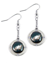Load image into Gallery viewer, Philadelphia Eagles Round Crystal Dangle Earrings

