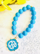 Load image into Gallery viewer, Monogrammed Quatrefoil Beaded Bracelet Turquoise
