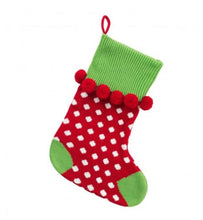 Load image into Gallery viewer, Red Dot Pom-Pom Knit Stocking

