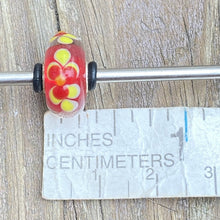 Load image into Gallery viewer, Trollbeads Unique Bead Red, Yellow &amp; Orange Center (on Flower) OOAK
