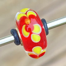 Load image into Gallery viewer, Trollbeads Unique Bead Red, Yellow &amp; Orange Center (on Flower) OOAK
