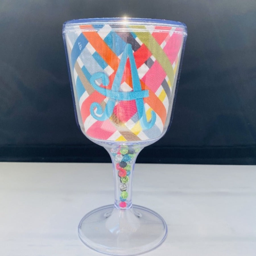 Personalized Acrylic Wine Goblet Initial A