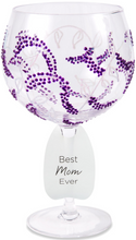 Load image into Gallery viewer, Best Mom Ever Wine Glass with Purple Flowers Decor
