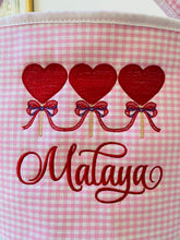 Load image into Gallery viewer, Pink Gingham Valentine&#39;s Bag Personalized for Girls
