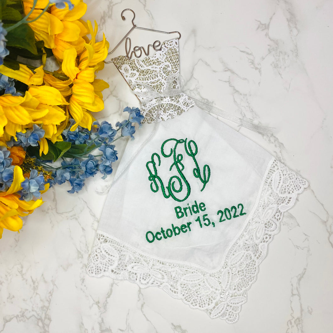 Monogrammed Bridal Handkerchief