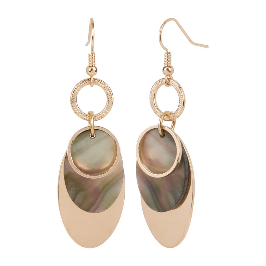 Whispers Gold Overlay with Abalone Dangle Earrings (Free Shipping)