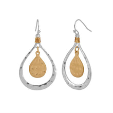 Load image into Gallery viewer, Whispers Mixed Metal Tear Drop Hammered Dangle Earrings
