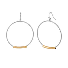 Load image into Gallery viewer, Whispers Silver Hoop with Metal Bar Earrings
