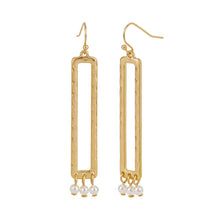 Load image into Gallery viewer, Whispers Gold Rectangle with Faceted Dangle Earrings
