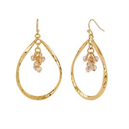 Whispers Gold Tear Drop with Faceted Dangle Earrings