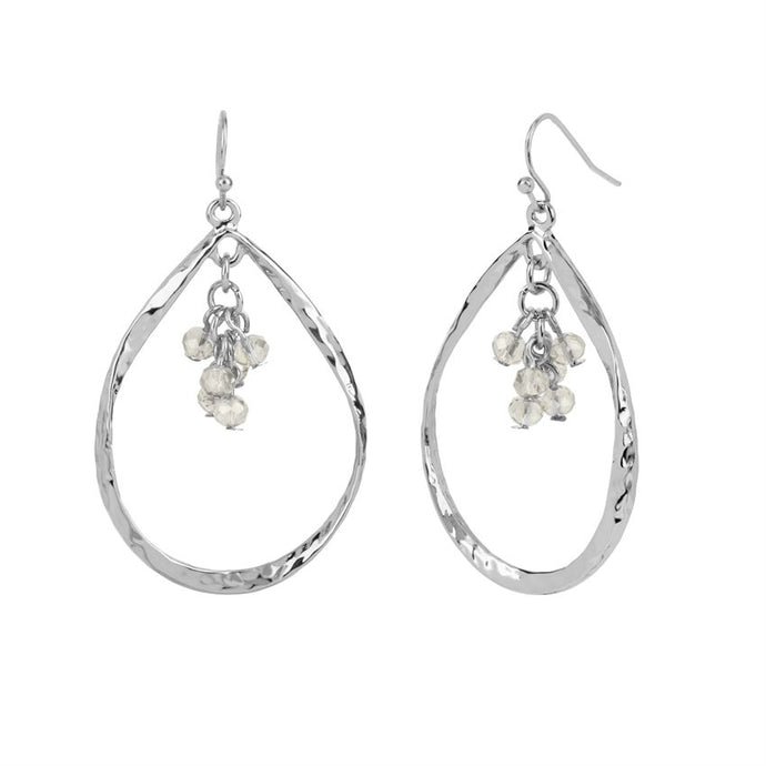 Whispers Silver Tear Drop with Faceted Dangle Earrings