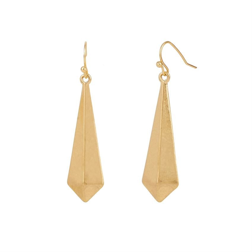 Whispers Gold 3D Triangle Dangle Earrings