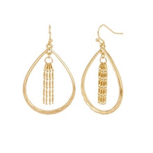 Load image into Gallery viewer, Whispers Gold Tear Drop with Chain Dangle Earrings
